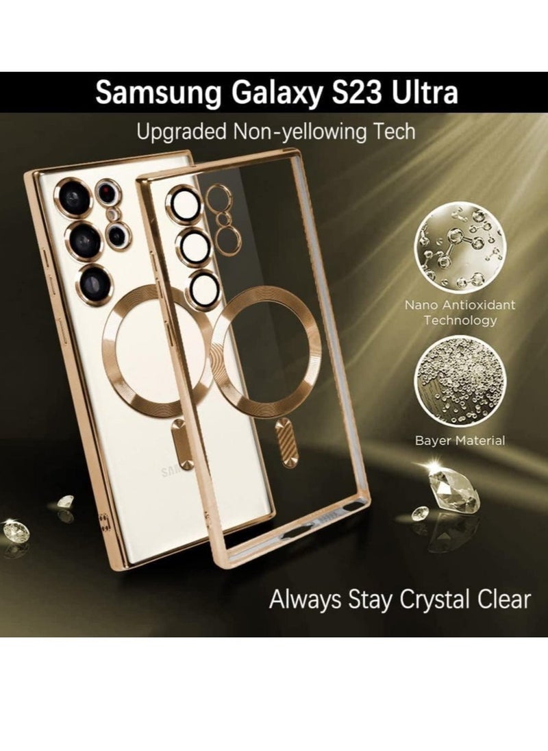 Raxoom Magnetic Clear Case for Samsung Galaxy S22 Ultra with Camera Lens Protector Magsafe Compatible Electroplated Soft TPU Shockproof Anti-Scratch Phone Case - Image 3