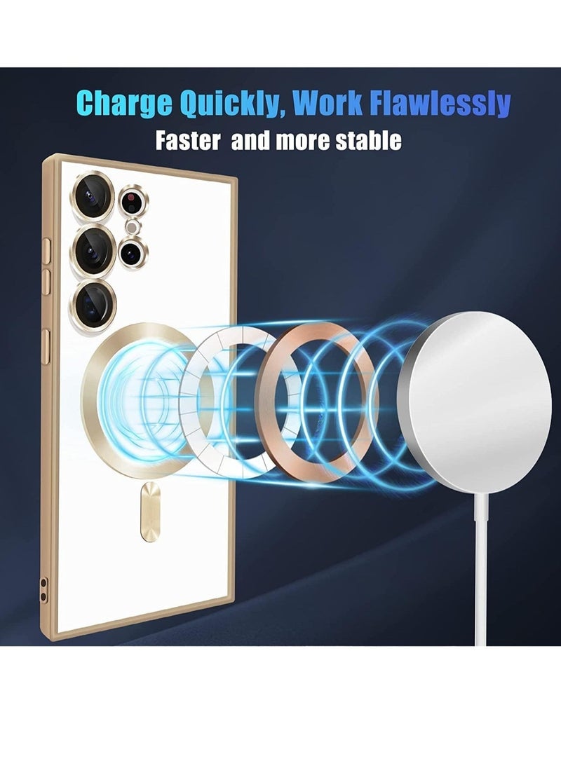 Raxoom Magnetic Clear Case for Samsung Galaxy S22 Ultra with Camera Lens Protector Magsafe Compatible Electroplated Soft TPU Shockproof Anti-Scratch Phone Case - Image 5