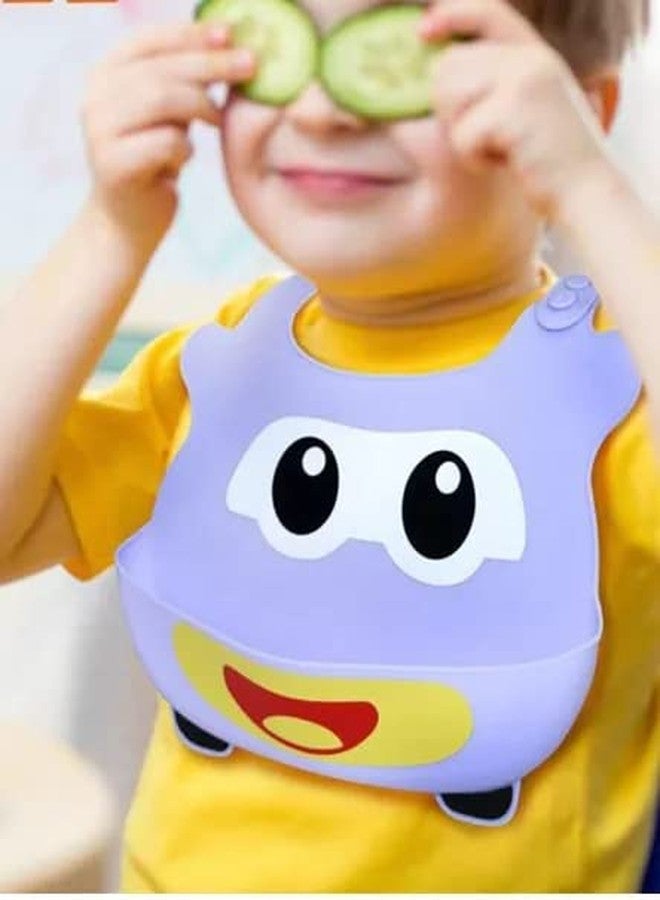 RIANZ Silicone Taxi Baby Bibs, Waterproof Baby Drool Bibs with Wide Pocket BPA-Free Easily Wipe Clean Cute Cartoon Design for Unisex Infant Babies Toddlers (6 to 48 Months) (Red) - Image 2