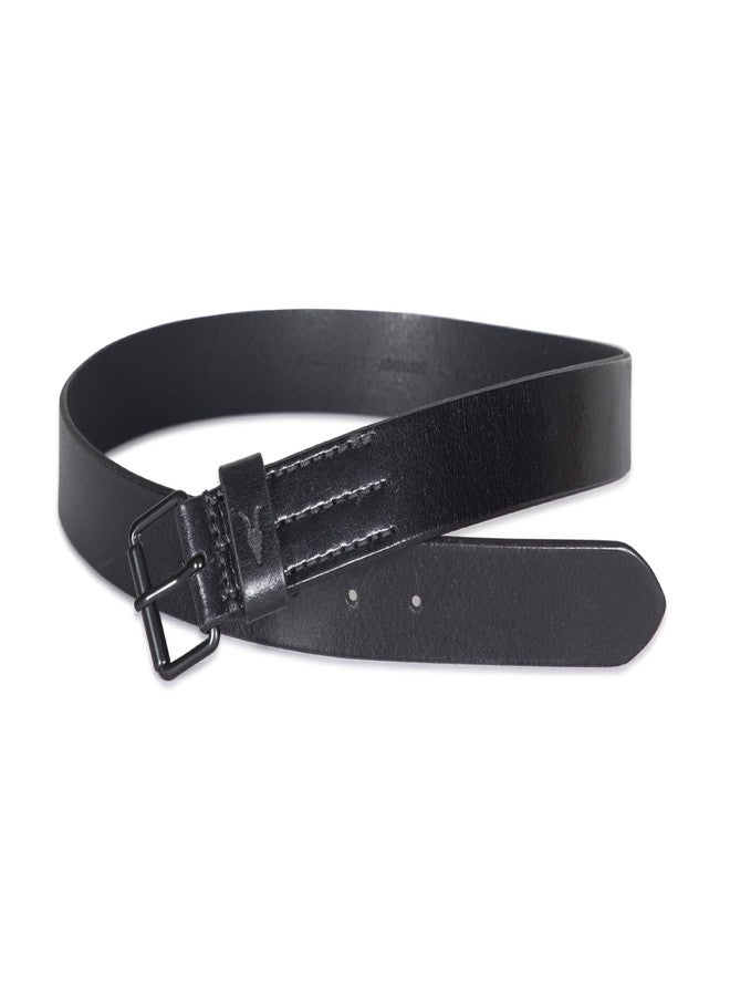 AllSaints Men's 1.5 Inch Flat Strap Leather, Casual Belt with Matte Metal Buckle, Black, 34 - Image 2