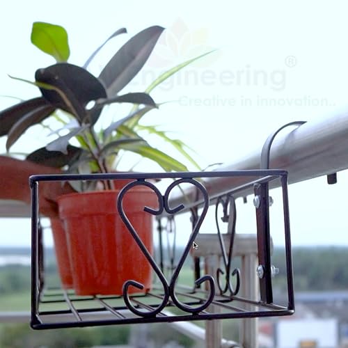D&V ENGINEERING - Creative in innovation D&V Engineering Metal Railings Pot Stand │Hanging pot stands for plants in balcony Railings (Fixed Hanger, Pack of 1-Black) - Image 2