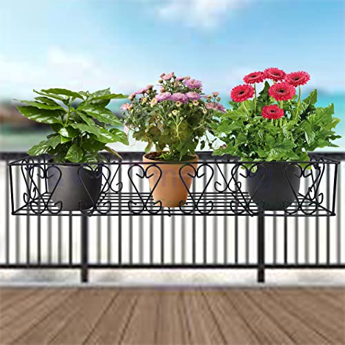 D&V ENGINEERING - Creative in innovation D&V Engineering Metal Railings Pot Stand │Hanging pot stands for plants in balcony Railings (Fixed Hanger, Pack of 1-Black) - Image 1