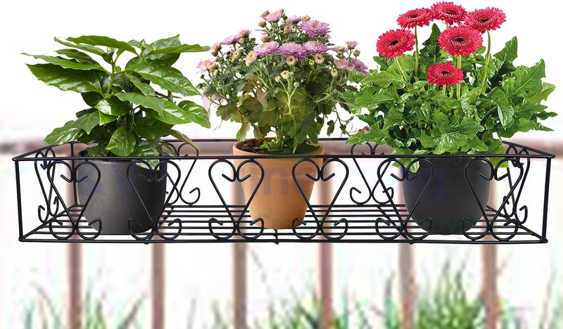D&V ENGINEERING - Creative in innovation D&V Engineering Metal Railings Pot Stand │Hanging pot stands for plants in balcony Railings (Fixed Hanger, Pack of 1-Black) - Image 3