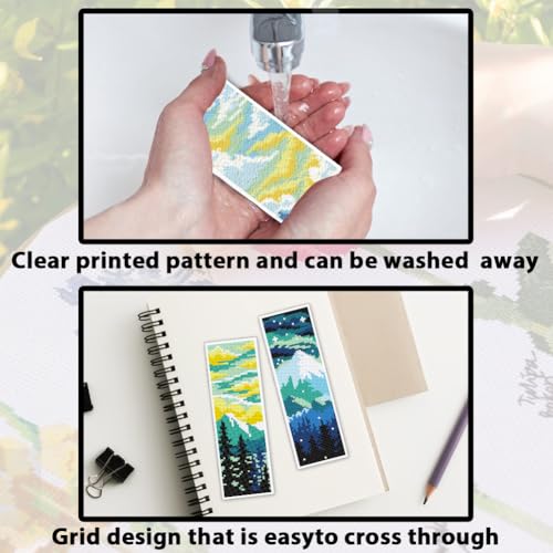 ACRNIGHEET 6PCS Cross Stitch Bookmark Kit for Beginner Stamped Cross Stitch Kits for Adults DIY Embroidery Bookmark Kits Crossstitch Kits Adult with Instructions Hand Craft Gift 8.5''x3'' 11CT - Image 3