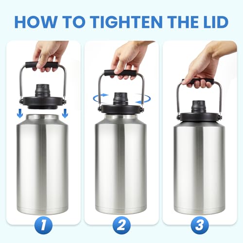 Alathote 1 Gallon Water Jug Bottle Insulated, 128oz Stainless Steel Water Bottle Wide Mouth Double Vacuum Dishwasher Safe BPA Free for Hot & Cold Drinks Stainless Steels - Image 4