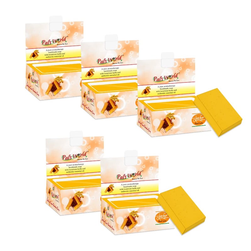 Pal's World Pals World Ayurvedic Golden kesar chandan soapkeasar extractsantiageingfairness 75g set of5 - Image 1