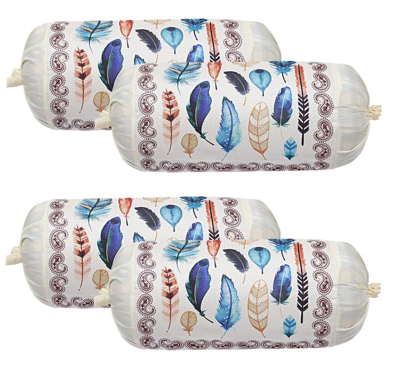 Kuber Industries Wings Design Cotton 4 Pieces Bolster Cover Set (Cream), CTKTC13658 - Image 1