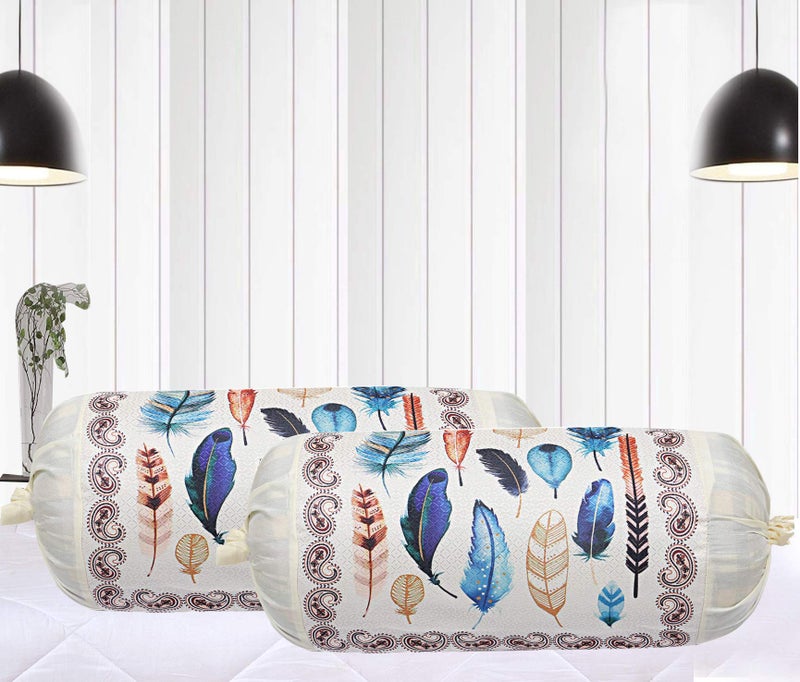 Kuber Industries Wings Design Cotton 4 Pieces Bolster Cover Set (Cream), CTKTC13658 - Image 3