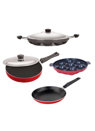 Nirlon Aluminium Cookware Set, 4-Pieces, Red and Black, FP13_TP_AP(7)_AP(12) - pzsku/ZD14CE4A347C30EF61F39Z/45/_/1741429462/445e5207-aa9d-40a2-b7bf-d77d84cc6c81