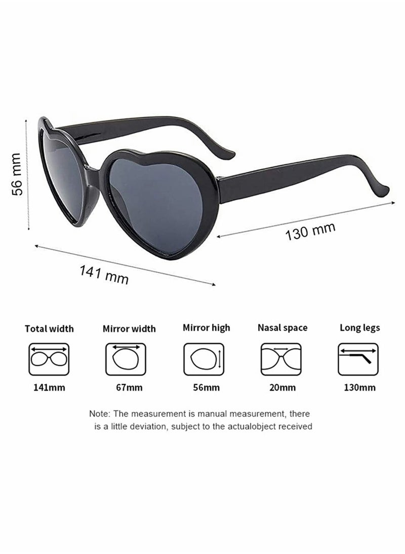 Generic Heart Sunglases,  Peach Heart Special Effects Sunglases Funny Light Diffraction Eyeglases Heart Light Glases Magnetic Glases Clip-on Sunglases Plastic Frame for Night Driving  - Image 4