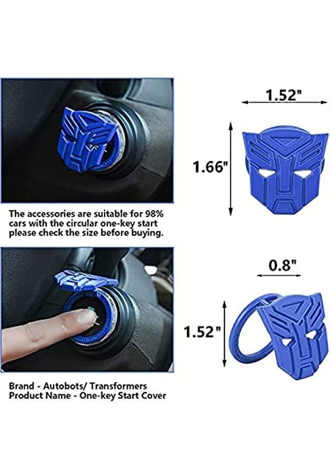 Y&D Transformers Car Engine Start Stop Button Cover, Push to Ignition Cover Alloy Universal Metal Anti Scratch Decorative Stickers (Metal - Blue)  - Image 5