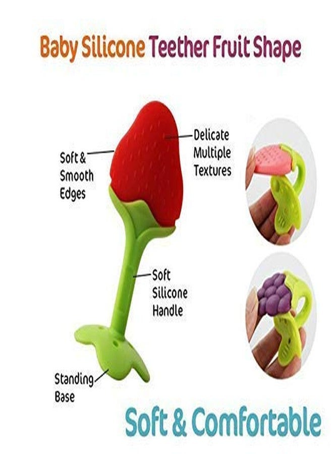 Enorme Silicone Fruit Shape Teething Soft Sensory Teether/Pacifier for Baby (Strawberry) - Image 2