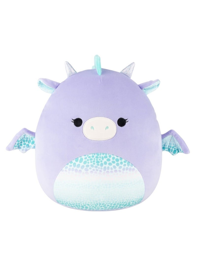 Squishmallows Plush Drow Purple Dragon with Teal Scaled Belly Plush Toy â€“ 30 cm Soft Collectible Stuffed Animal - Image 1