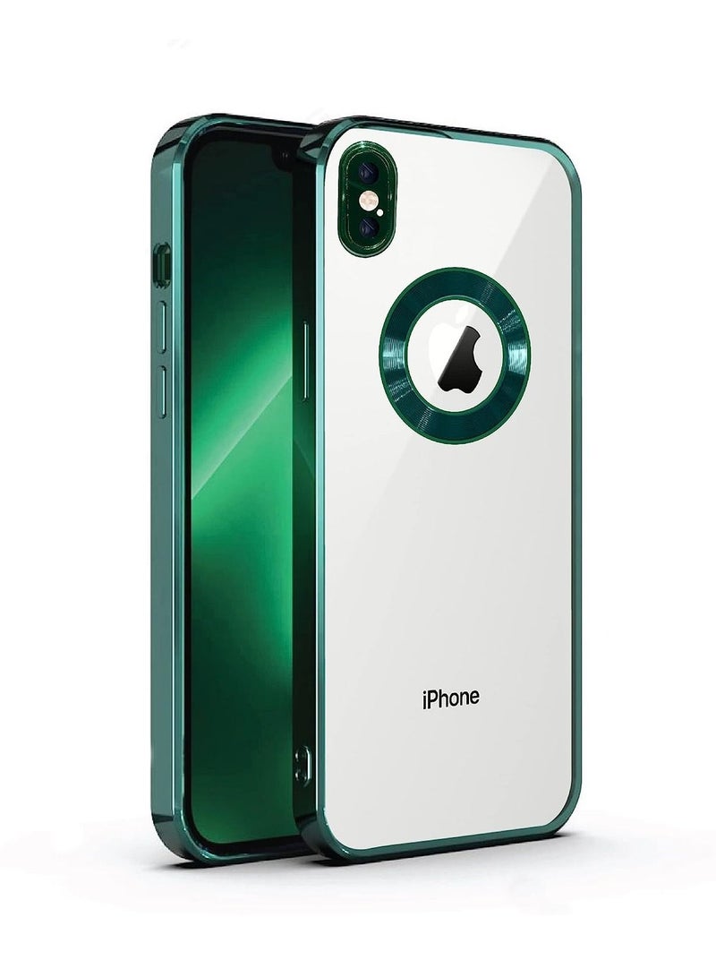 مناسبة ل iPhone X / XS Chorme Ring Logo قطع تصفيح TPU زجاج عدسة جراب هاتف آيفون X / XS الأخضر - Image 1