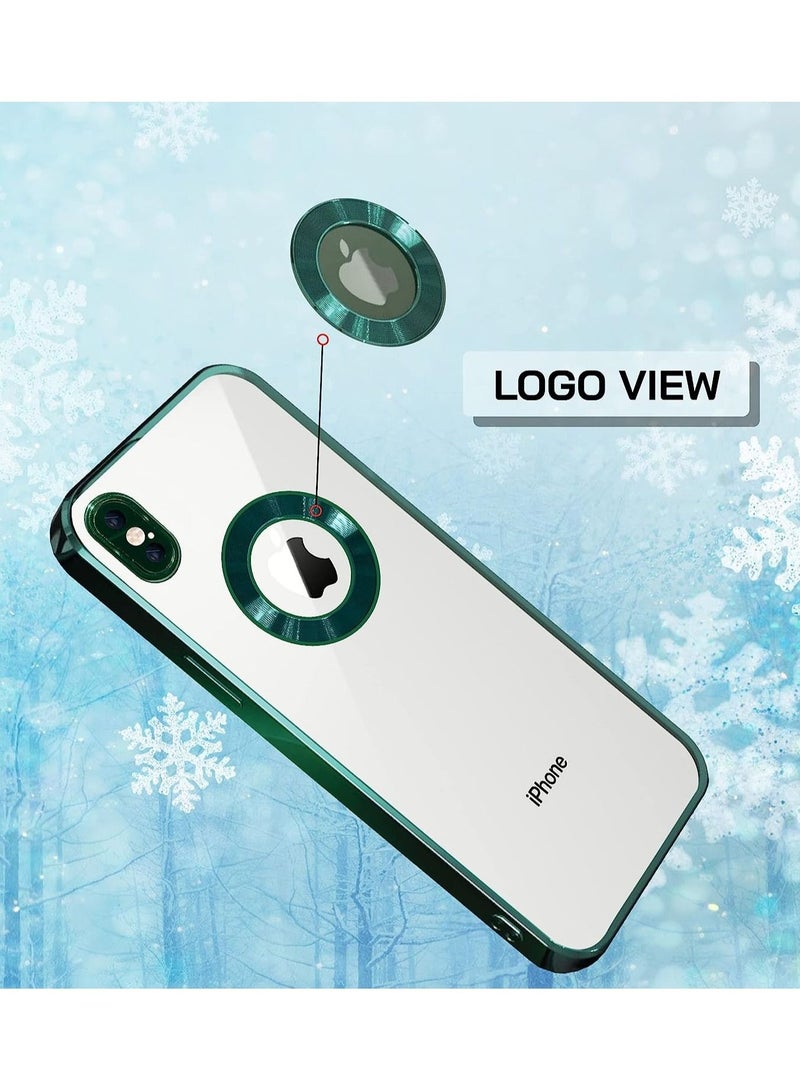 مناسبة ل iPhone X / XS Chorme Ring Logo قطع تصفيح TPU زجاج عدسة جراب هاتف آيفون X / XS الأخضر - Image 2