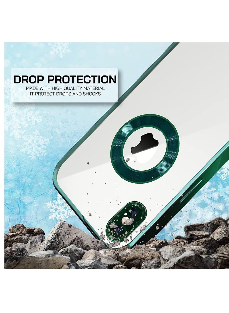 مناسبة ل iPhone X / XS Chorme Ring Logo قطع تصفيح TPU زجاج عدسة جراب هاتف آيفون X / XS الأخضر - Image 3
