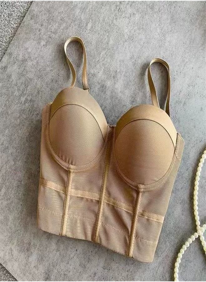 Loquat Fishbone Back Solid Bra Gold 