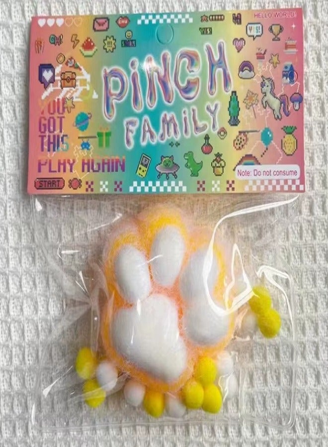 Squishy Cat Paw Fidget Toys, Pinch Family Squeeze Toys, Cute Squishies Stress Ball Fun Toys (Gold)