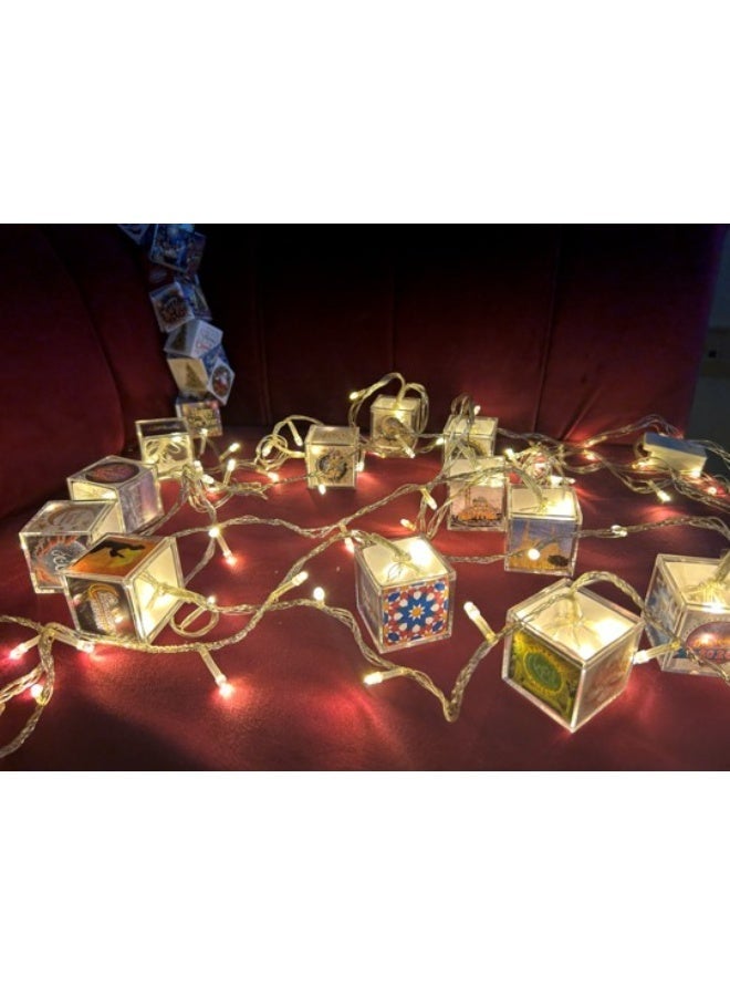 New Arrival RAMADAN Decorative lighting, multipurpose, reusable and customisable photo string lights with 100 LEDs and 10m length. Comes with Acrylic cube (5cm) decorative boxes. Perfect for Christmas, New Year, birthdays, and other celebrations, home decoration and gifting. - Image 3
