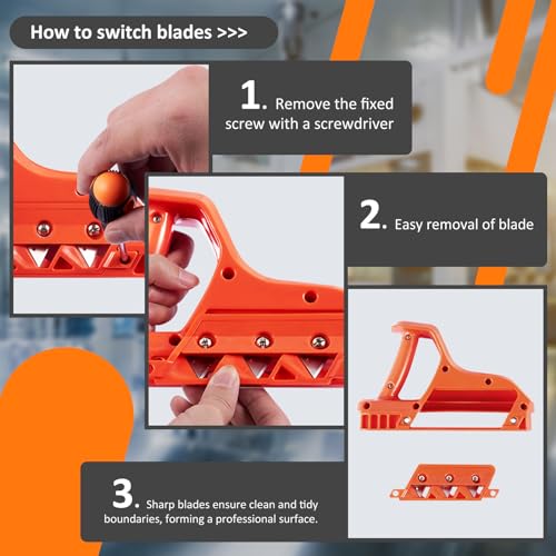 HOTBEST Plasterboard Fast Cutter, Plasterboard Edger, Precise 45° 60° Gypsum Board Hand Plane with 10 Blades, Drywall Edge Chamfer Woodworking Hand Tool Cutting for Drywall Plasterboard (45°+60°) - Image 3
