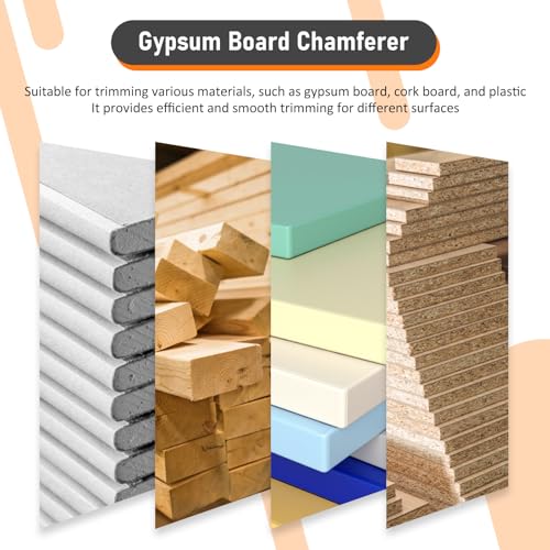 HOTBEST Plasterboard Fast Cutter, Plasterboard Edger, Precise 45° 60° Gypsum Board Hand Plane with 10 Blades, Drywall Edge Chamfer Woodworking Hand Tool Cutting for Drywall Plasterboard (45°+60°) - Image 4