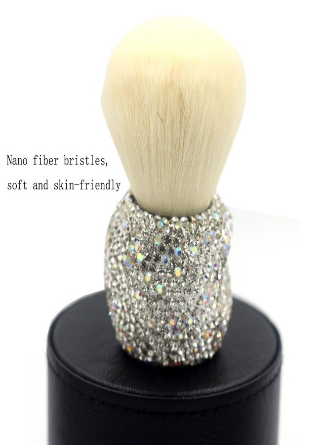 Bestbling Bling Rhinestone Standing Makeup Brushes, Mini Apple Shape Cosmetic Brush, Foundation Brush, Nail Powder Brush - Multi-functional Design for Everyday Makeup (Silver) - Image 2