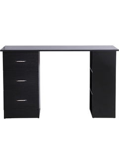 HOMCOM Modern Style Computer Desk Writing PC Table Workstation Laptop Study Stationery Cupboard w 3 Shelf Drawers Black 120H cm