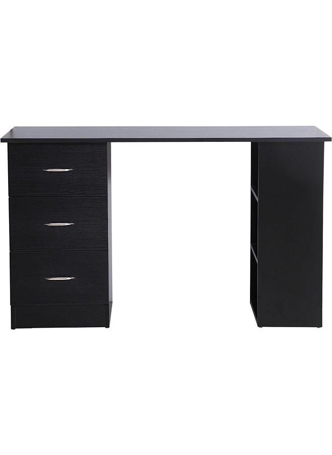 Generic - HOMCOM Modern Style Computer Desk Writing PC Table Workstation Laptop Study Stationery Cupboard w 3 Shelf Drawers Black 120H cm - Image 1