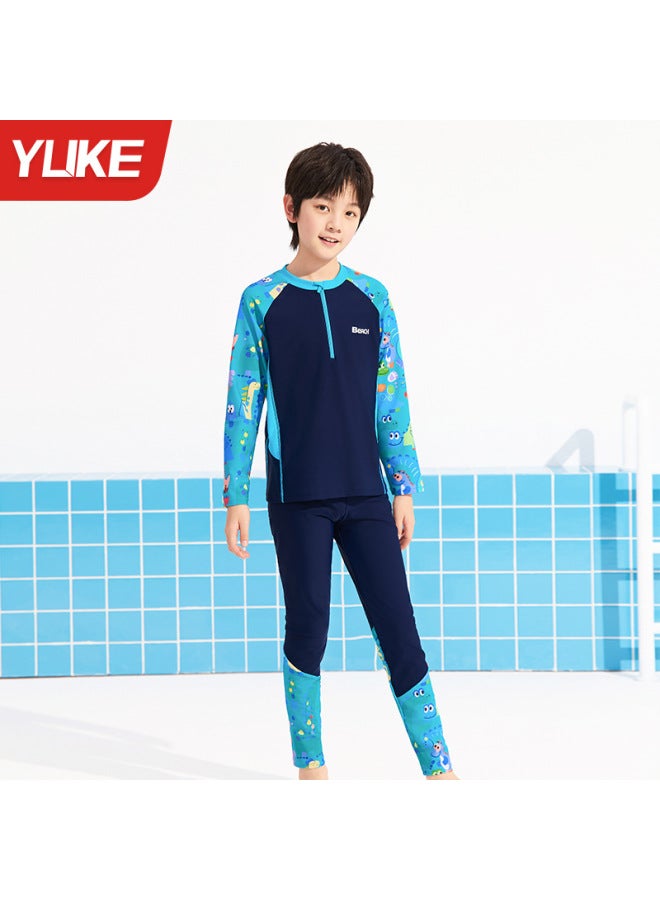 Children's Swimsuit Boys Long-sleeved Long Pants Split Swimsuit Boys Teenagers Sun Protection Professional  New Swimsuit
