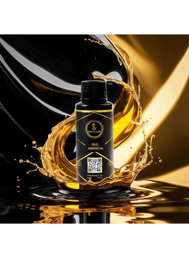 SCENTA FLORA Oud Immortal Fragrance Oil for Scent Diffuser Aromatherapy 50ml | IFRA Certified | Pineapple, Geranium, and Cedarwood Scent | Perfect for Home, Office & Workspace - Image 2