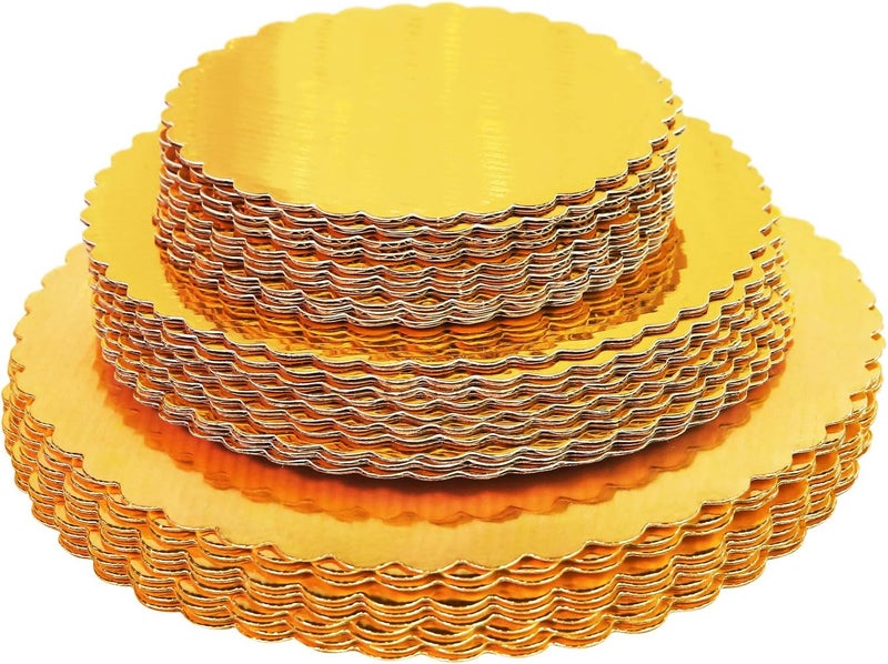 Onemore 30-Pack Cake Board Rounds, Circle Cardboard Base Boards, 8, 10 and 12-Inch. Perfect for Cake Decorating, 10 of Each Size (Gold, 30) - Image 2