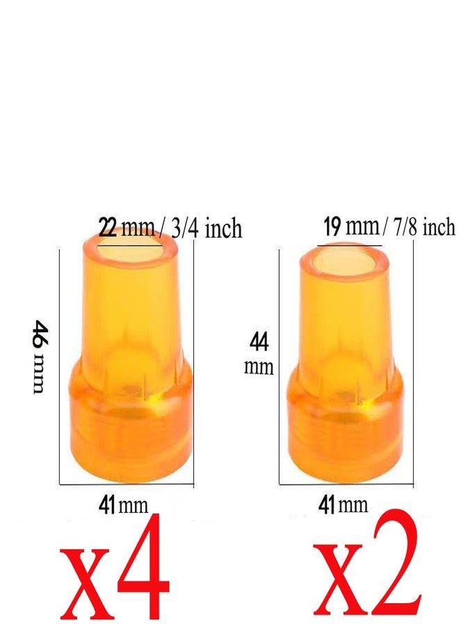 DraCra 6 Pack Cane Tips 19mm 3/4" + 7/8" 22mm Orange Rubber End Caps Heavy Duty with Metal Washer for Walking Canes Crutches Standard Senior Wooden Crutch Rod - Image 2