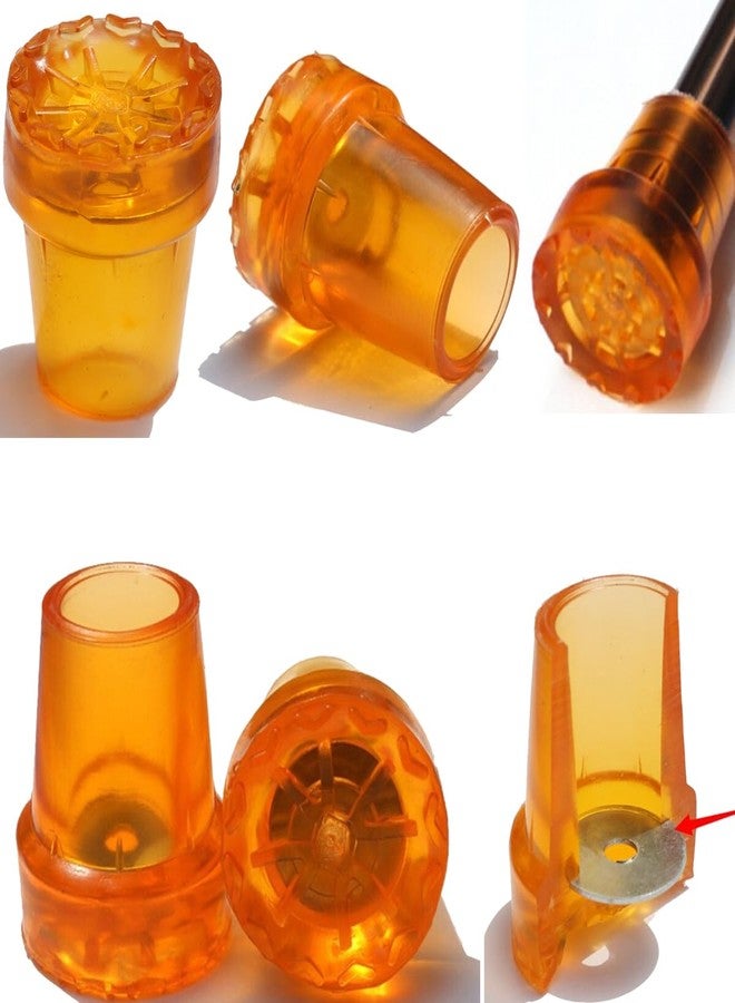 DraCra 6 Pack Cane Tips 19mm 3/4" + 7/8" 22mm Orange Rubber End Caps Heavy Duty with Metal Washer for Walking Canes Crutches Standard Senior Wooden Crutch Rod - Image 1