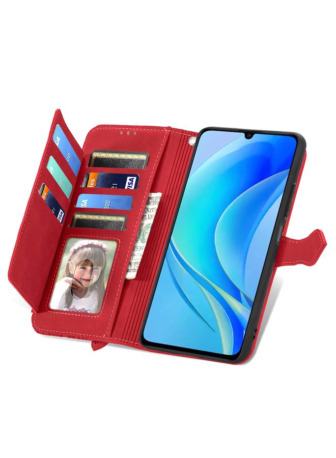 اس-توب جراب لهاتف Huawei Enjoy 50 مصنوع من الجلد بسحاب ومزخرف بزهرة منقوش عليها - Image 4