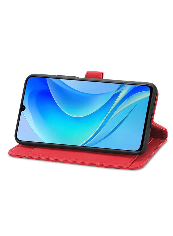 اس-توب جراب لهاتف Huawei Enjoy 50 مصنوع من الجلد بسحاب ومزخرف بزهرة منقوش عليها - Image 5