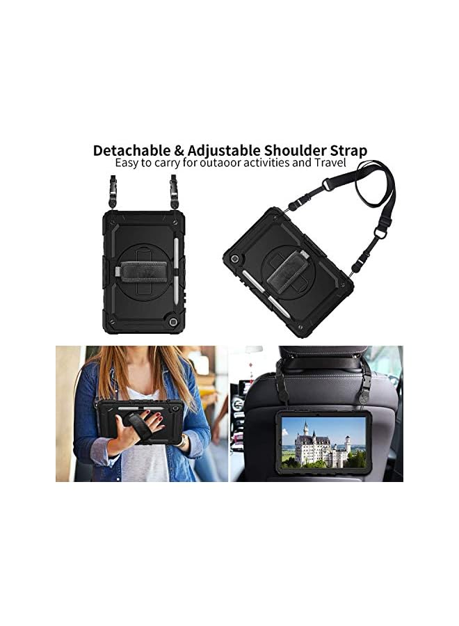 PROMASS جراب Galaxy Tab S6 Lite 10.4 2022 Sm-P613/P619 مع واقي شاشة للأطفال | جراب Herize Rugged Sm-P610/P615 Tablet مع حامل قلم S | غطاء حماية شديد التحمل مع حامل وحزام | أسود - Image 5