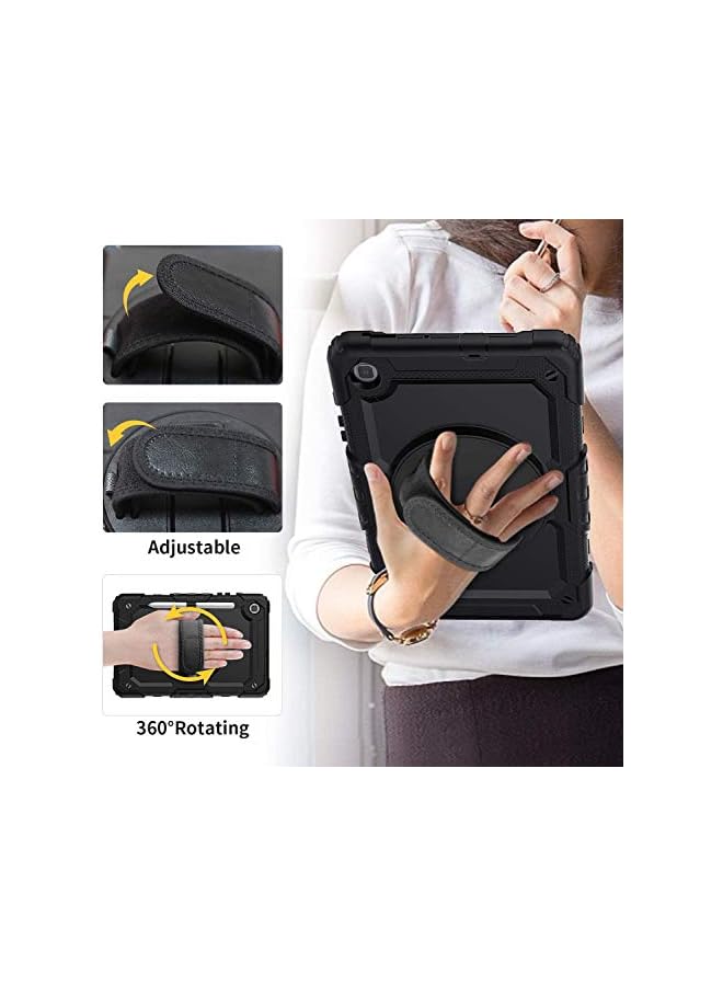 PROMASS جراب Galaxy Tab S6 Lite 10.4 2022 Sm-P613/P619 مع واقي شاشة للأطفال | جراب Herize Rugged Sm-P610/P615 Tablet مع حامل قلم S | غطاء حماية شديد التحمل مع حامل وحزام | أسود - Image 3