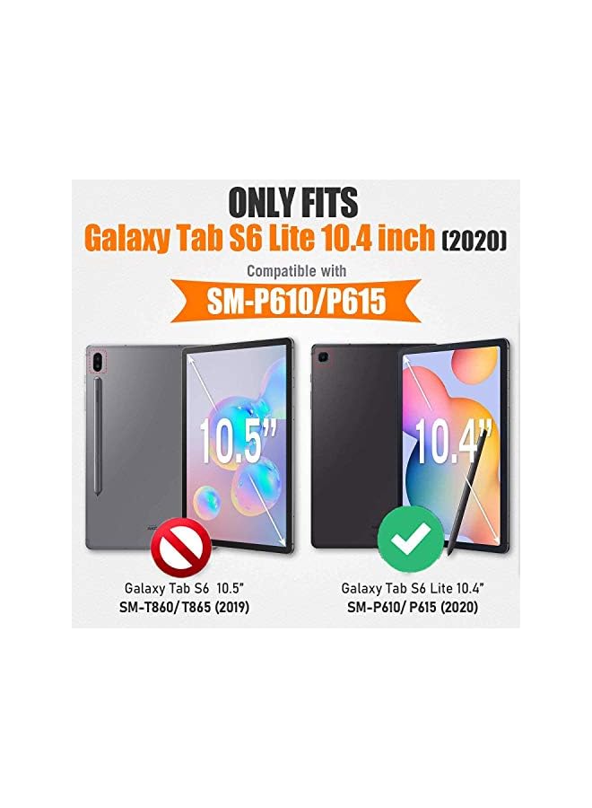 PROMASS جراب Galaxy Tab S6 Lite 10.4 2022 Sm-P613/P619 مع واقي شاشة للأطفال | جراب Herize Rugged Sm-P610/P615 Tablet مع حامل قلم S | غطاء حماية شديد التحمل مع حامل وحزام | أسود - Image 2