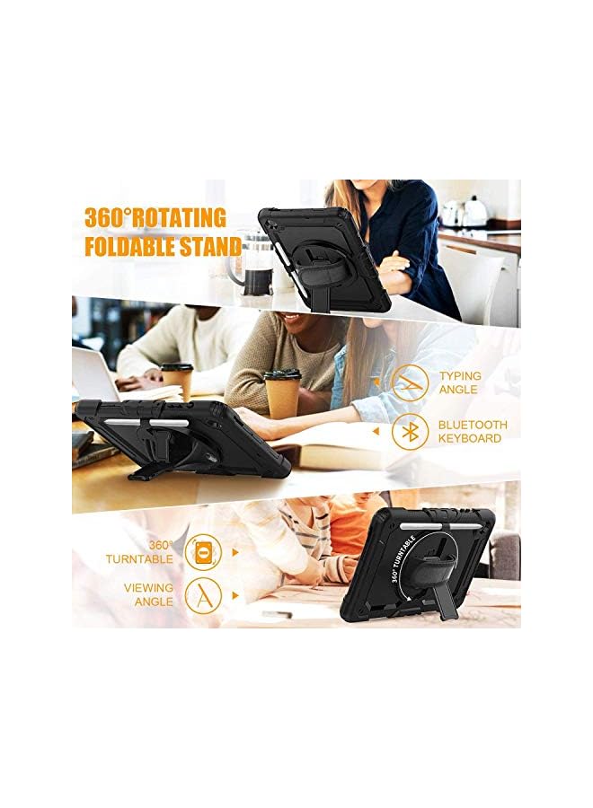 PROMASS جراب Galaxy Tab S6 Lite 10.4 2022 Sm-P613/P619 مع واقي شاشة للأطفال | جراب Herize Rugged Sm-P610/P615 Tablet مع حامل قلم S | غطاء حماية شديد التحمل مع حامل وحزام | أسود - Image 4