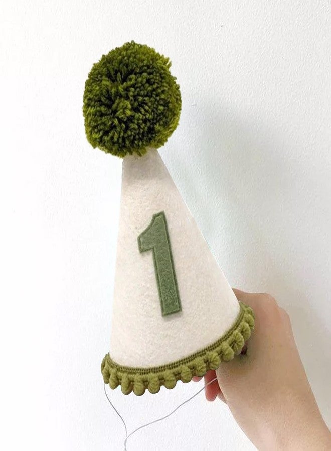 Ysqool First Birthday Hat for Baby Boy, 1st Birthday Hat with Green Pompom, Baby Party Crown for Boys Girls Wild One Party Decorations, Smash Cake and Photo Props - Image 4