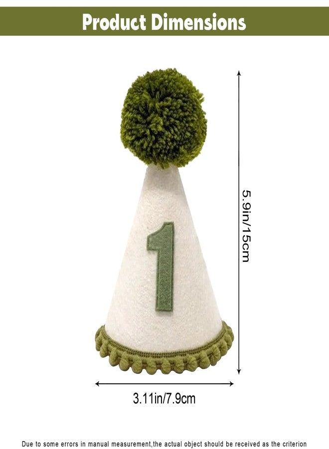 Ysqool First Birthday Hat for Baby Boy, 1st Birthday Hat with Green Pompom, Baby Party Crown for Boys Girls Wild One Party Decorations, Smash Cake and Photo Props - Image 2