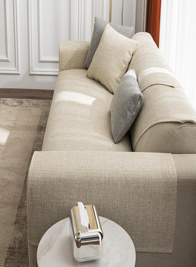 vctops Rustic Linen Textured Couch Sofa Cover Solid Color Non Slip Sectional Couch Covers Soft Sofa Slipcover for Dogs, Children, Pets Furniture Protector (Beige,28"x47") - Image 5