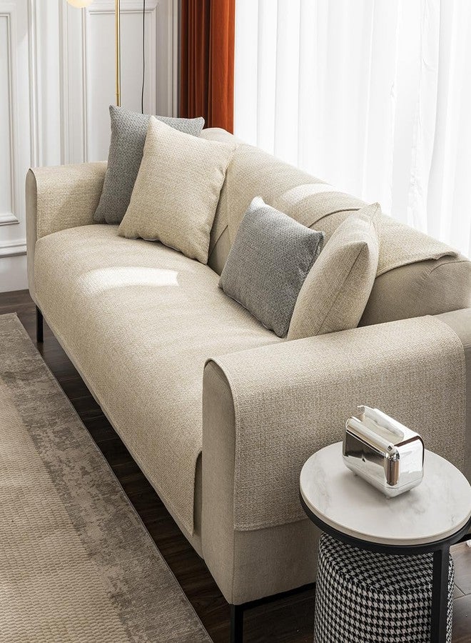 vctops Rustic Linen Textured Couch Sofa Cover Solid Color Non Slip Sectional Couch Covers Soft Sofa Slipcover for Dogs, Children, Pets Furniture Protector (Beige,28"x47") - Image 4