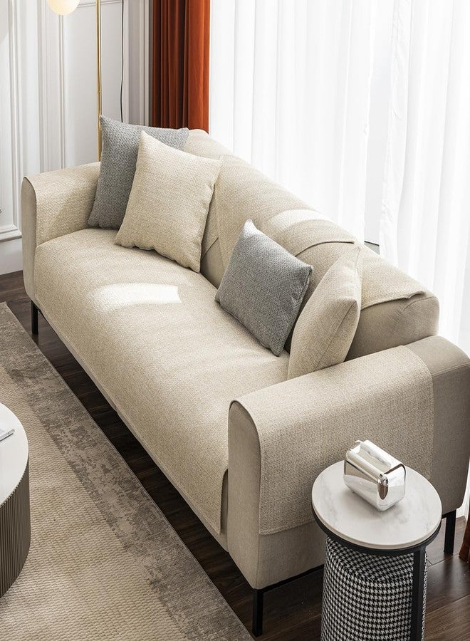 vctops Rustic Linen Textured Couch Sofa Cover Solid Color Non Slip Sectional Couch Covers Soft Sofa Slipcover for Dogs, Children, Pets Furniture Protector (Beige,28"x47") - Image 1