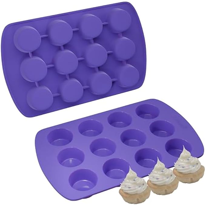 Silicone Mini Muffin Pan Cupcake Tray Baking Cups Holders 12 Cavities  Set Of 2 - Image 1