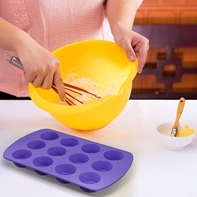 Silicone Mini Muffin Pan Cupcake Tray Baking Cups Holders 12 Cavities  Set Of 2 - Image 3