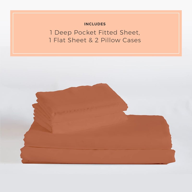PeachSkinSheets مجموعة ورقة التوابل Peachskinshouts - مستوى 1500TC من النعومة - أوراق تبريد ناعمة إضافية للنوم الساخن والتعرق الليلي - حجم رأس الملك (36 "" "الانقسام)  - Image 2