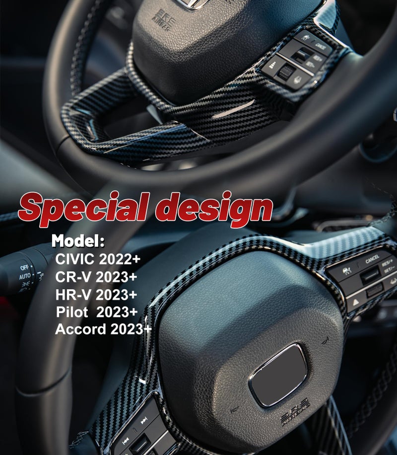 Thenice for 11th Gen Civic Accessories Interior Decoration fTrims Compatible with Honda Civic 2022-2026, CR-V/HR-V/Accord 2023-2026 -Carbon Fiber Grain - Image 2
