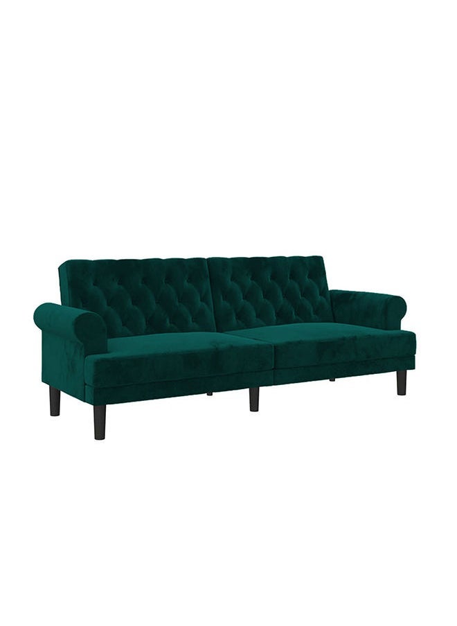 Soufa Dibaj Chocolate | 3-Seater Sofa Upholstered In Velvet 212x82x84 cm - Dark Green - Image 2