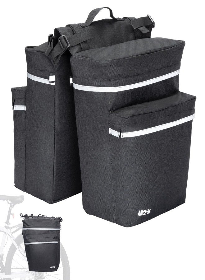 ANCHOM Bike Saddle Bag, Bicycle Rear Rack Bag, Upgraded 34L Capacity Storage Bike Panniers Bag, Water Resistant Bicycle Commuting Bag, Bike Rear Seat Accessories with Reflective Trim, Black - Image 1
